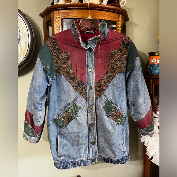Two Twenty Jackets & Blazers - Vintage 80s 90s Two Twenty Denim Tapestry Jeans Coat Jacket Small